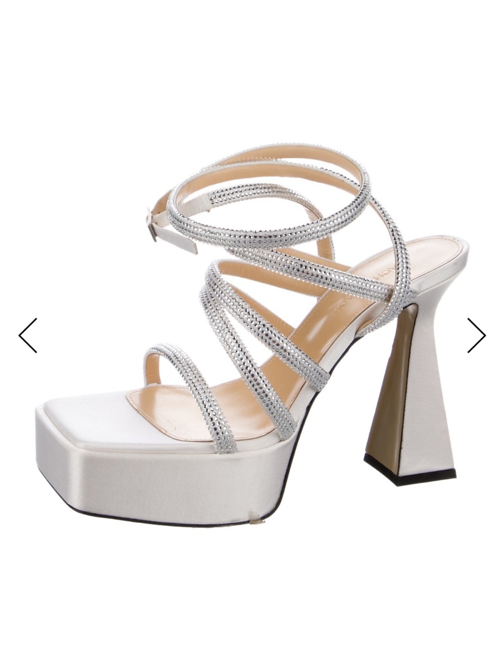 MACH & MACH White Sydney Strappy Embellished Platform Sandals EU 39.5 US 9 9.5
